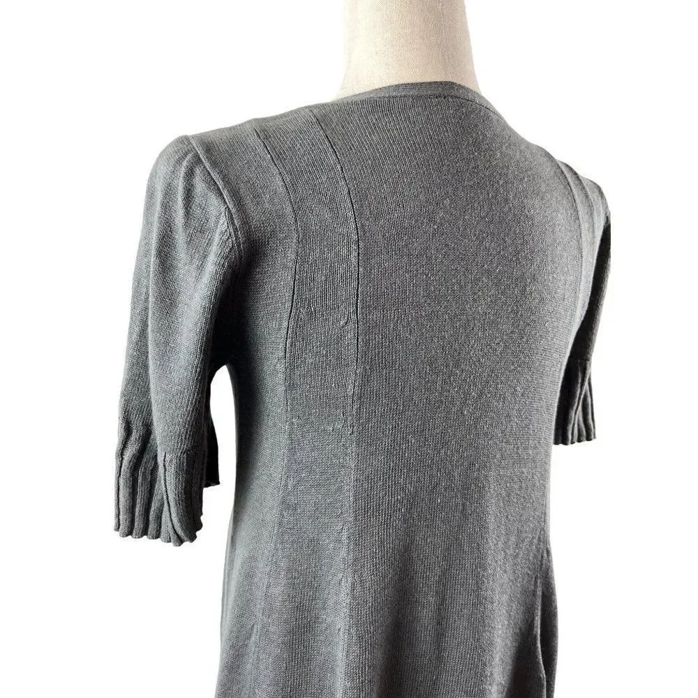 J. Jill Linen Blend Midi Dress Gray XS Petite Lagenlook Oversized Short Sleeve - Picture 6 of 10